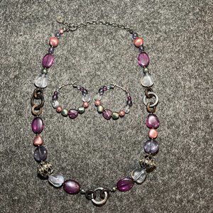 ❤️ 3/$12 Napier Necklace & Hoop Earrings Set